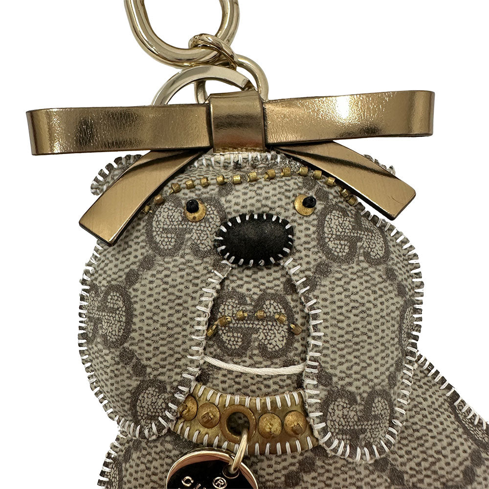 GUCCI グッチ GGプラス グッチョリ ブルドッグ キーホルダー グレー レディース メンズ 【中古】