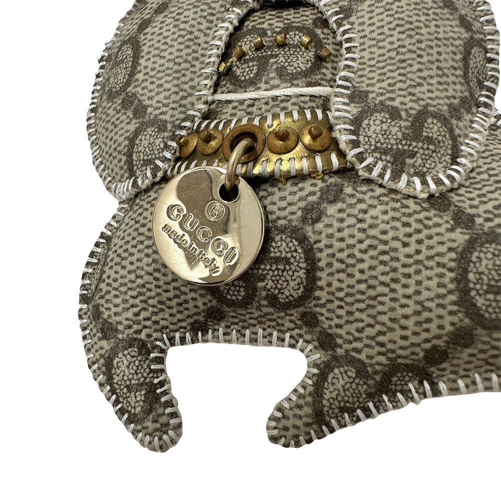 GUCCI グッチ GGプラス グッチョリ ブルドッグ キーホルダー グレー レディース メンズ 【中古】