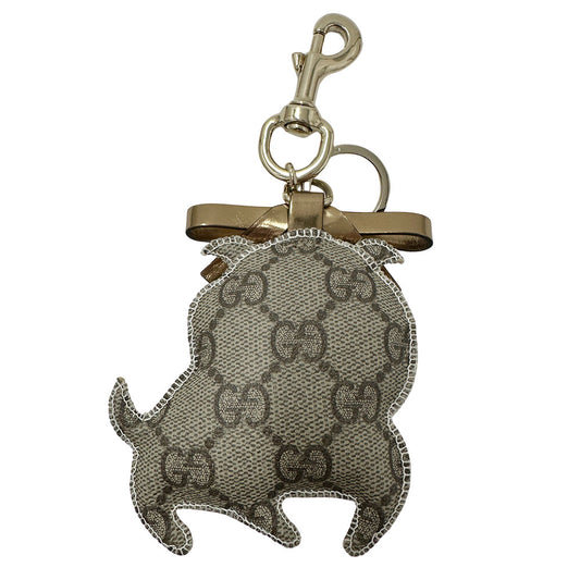 GUCCI グッチ GGプラス グッチョリ ブルドッグ キーホルダー グレー レディース メンズ 【中古】