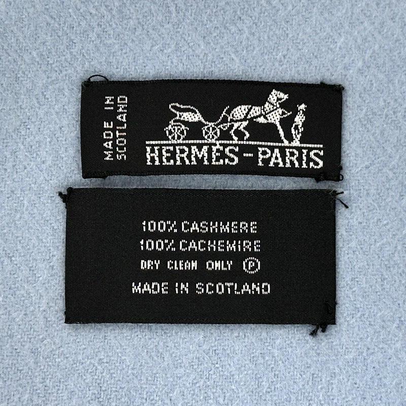 HERMES エルメス マフラー・ストール ブルー カシミヤ レディース メンズ 【中古】