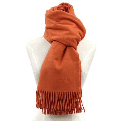 HERMES エルメス マフラー・ストール オレンジ カシミヤ レディース メンズ 【中古】