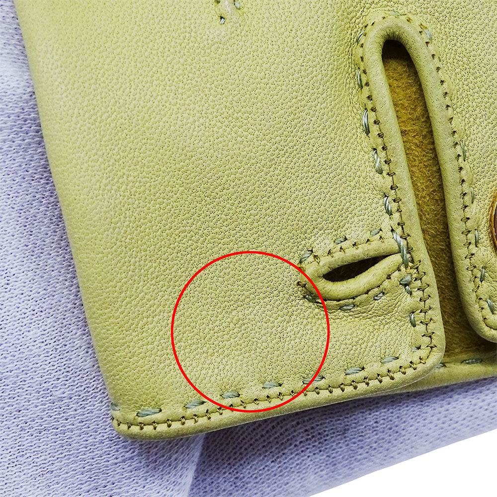 HERMES エルメス 手袋 セリエ ライムグリーン レザー レディース 【中古】