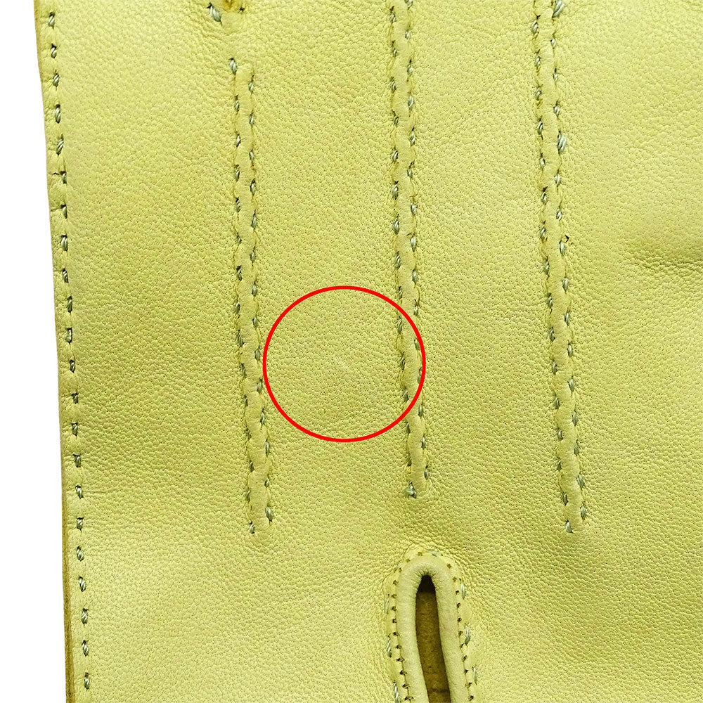HERMES エルメス 手袋 セリエ ライムグリーン レザー レディース 【中古】