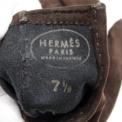 HERMES エルメス 手袋 ブラウン スエード レディース 【中古】