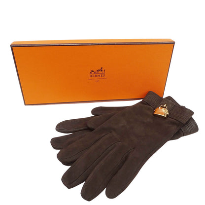 HERMES エルメス 手袋 ブラウン スエード レディース 【中古】