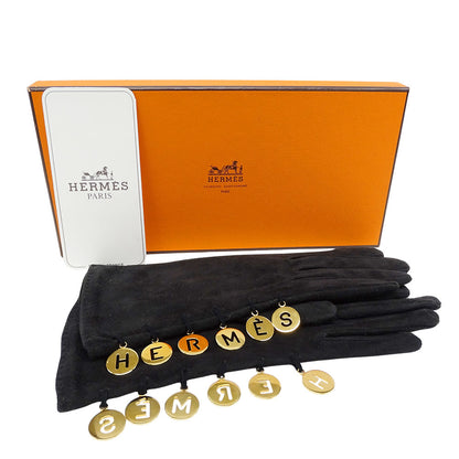 HERMES エルメス 手袋 ブラック スエード レディース 【中古】