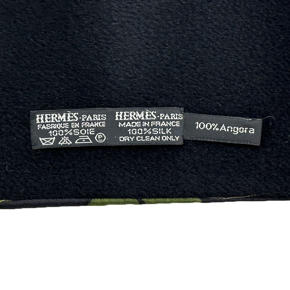 HERMES エルメス Tourbillon 渦巻き マフラー・ストール ブラック マルチカラー シルク レディース メンズ 【中古】