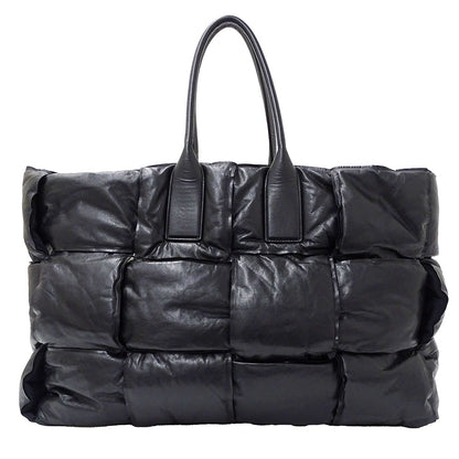 BOTTEGAVENETA ボッテガ・ヴェネタ スカッシュ トートバッグ マキシイントレチャート ブラック カーフ レディース メンズ 【中古】