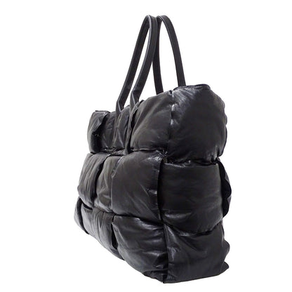 BOTTEGAVENETA ボッテガ・ヴェネタ スカッシュ トートバッグ マキシイントレチャート ブラック カーフ レディース メンズ 【中古】