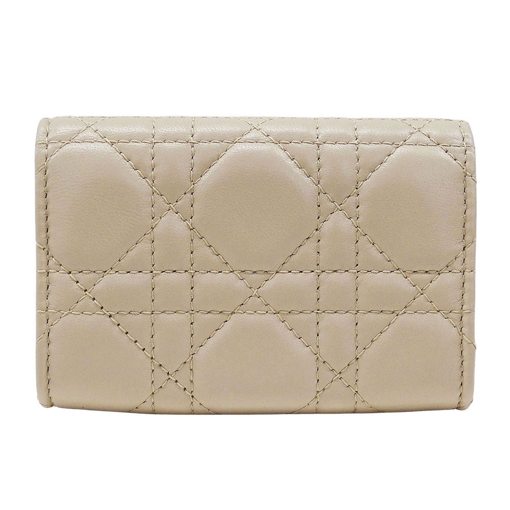 Dior ディオール コインケース カナージュ ベージュ レザー レディース 【中古】