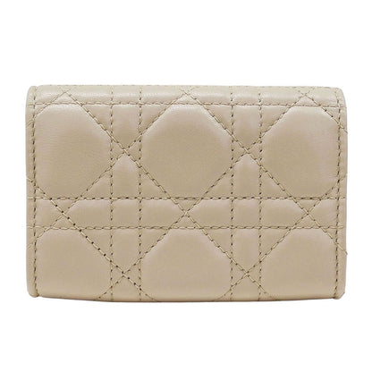 Dior ディオール コインケース カナージュ ベージュ レザー レディース 【中古】