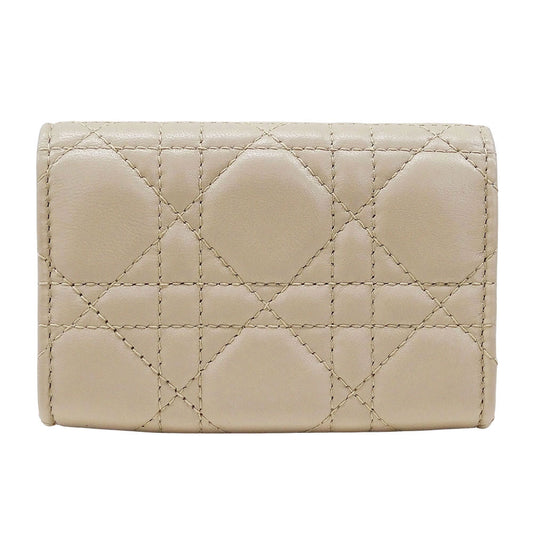 Dior ディオール コインケース カナージュ ベージュ レザー レディース 【中古】