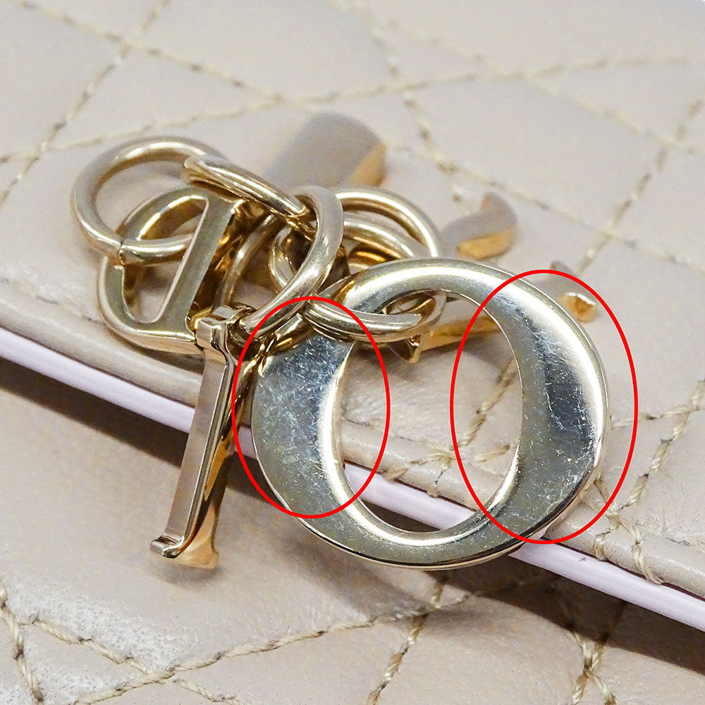 Dior ディオール コインケース カナージュ ベージュ レザー レディース 【中古】