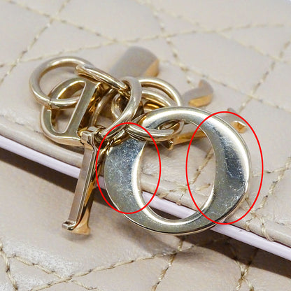Dior ディオール コインケース カナージュ ベージュ レザー レディース 【中古】