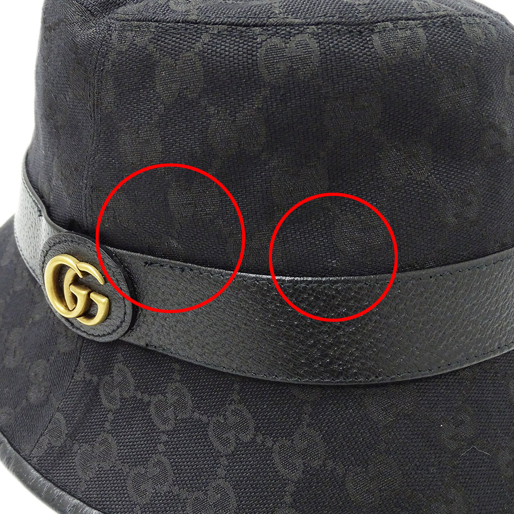GUCCI グッチ ハット プチマーモント ブラック 576587 GGキャンバス レディース メンズ 【中古】