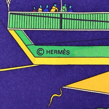 HERMES エルメス カレ90 LES FOLIES DU CIEL 大空の狂気 スカーフ ネイビー マルチカラー シルク レディース 【中古】