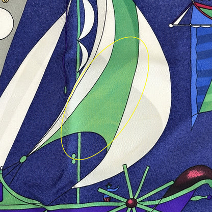 HERMES エルメス カレ90 LES FOLIES DU CIEL 大空の狂気 スカーフ ネイビー マルチカラー シルク レディース 【中古】