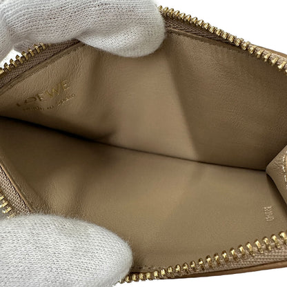 LOEWE ロエベ コインケース ペブル グレージュ レザー レディース 【中古】