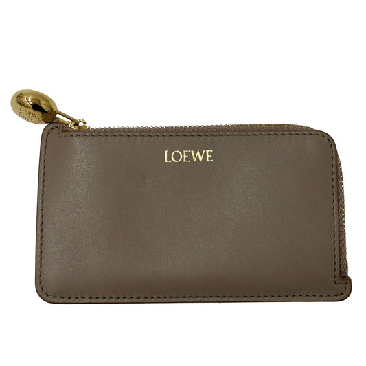 LOEWE ロエベ コインケース ペブル グレージュ レザー レディース 【中古】