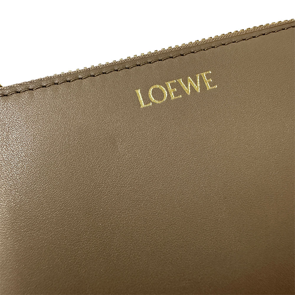 LOEWE ロエベ コインケース ペブル グレージュ レザー レディース 【中古】
