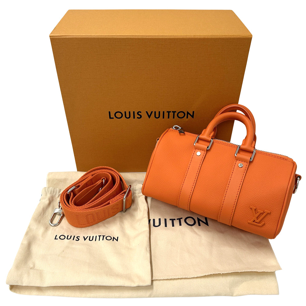 LOUIS VUITTON ルイ・ヴィトン キーポルXS 2wayバッグ エアログラム ボルケーノオレンジ M81004 レザー レディース メンズ 【中古】