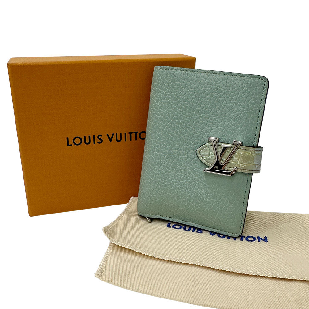 LOUIS VUITTON ルイ・ヴィトン LVヴェルティカル ウォレット コンパクト 二つ折り財布 トリヨン アイスグリーン レディース 【中古】
