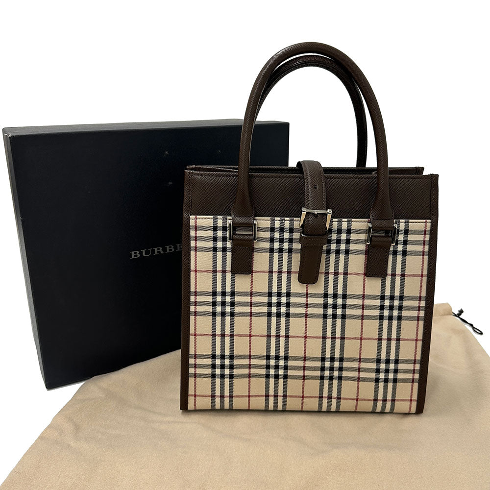 BURBERRY バーバリー ハンドバッグ ベージュ PVC レディース 【中古】