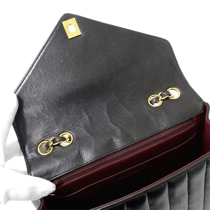 CHANEL シャネル ショルダーバッグ Vステッチ ブラック ゴールド金具 ラムスキン レディース 【中古】