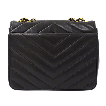 CHANEL シャネル ショルダーバッグ Vステッチ ブラック ゴールド金具 ラムスキン レディース 【中古】