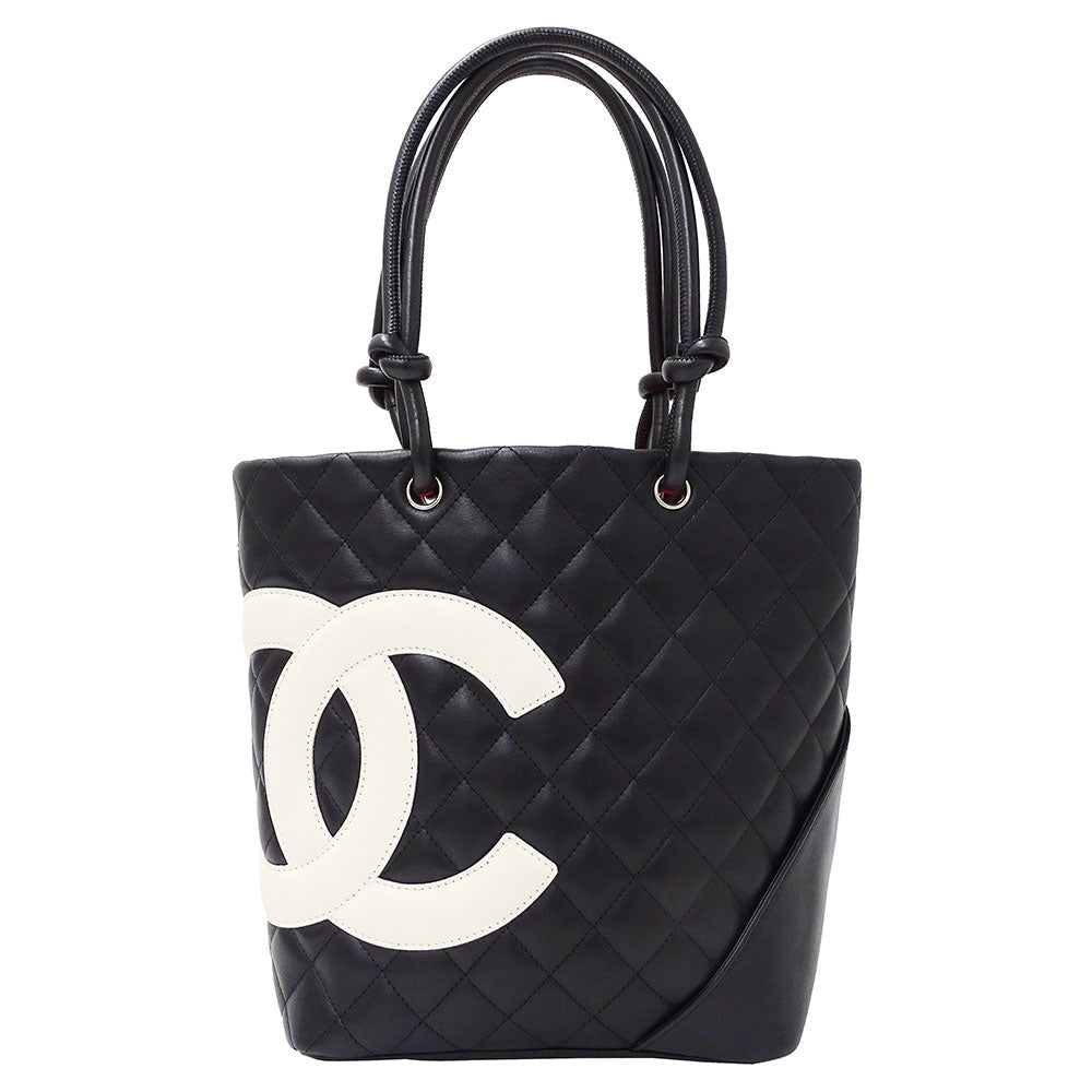 CHANEL シャネル ミディアムトート トートバッグ カンボン ブラック ラムスキン レディース 【中古】