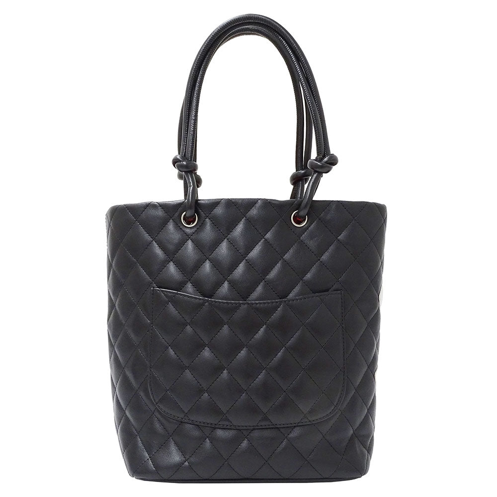 CHANEL シャネル ミディアムトート トートバッグ カンボン ブラック ラムスキン レディース 【中古】