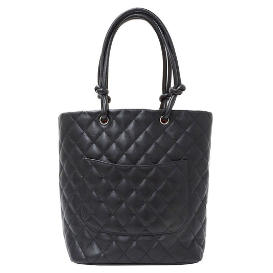 CHANEL シャネル ミディアムトート トートバッグ カンボン ブラック ラムスキン レディース 【中古】