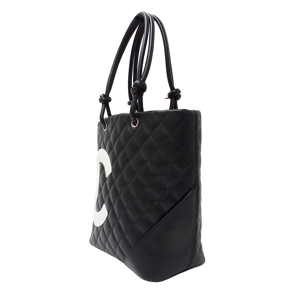 CHANEL シャネル ミディアムトート トートバッグ カンボン ブラック ラムスキン レディース 【中古】