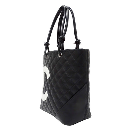 CHANEL シャネル ミディアムトート トートバッグ カンボン ブラック ラムスキン レディース 【中古】