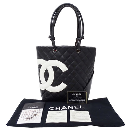 CHANEL シャネル ミディアムトート トートバッグ カンボン ブラック ラムスキン レディース 【中古】