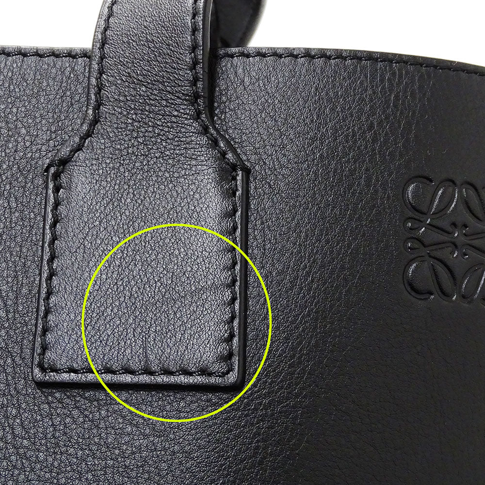 LOEWE ロエベ バックル ホリゾンタル トート トートバッグ アナグラム ブラック カーフ レディース メンズ 【中古】