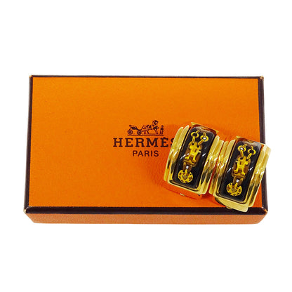 HERMES エルメス イヤリング エマイユ GP ブラック ゴールド レディース 【中古】