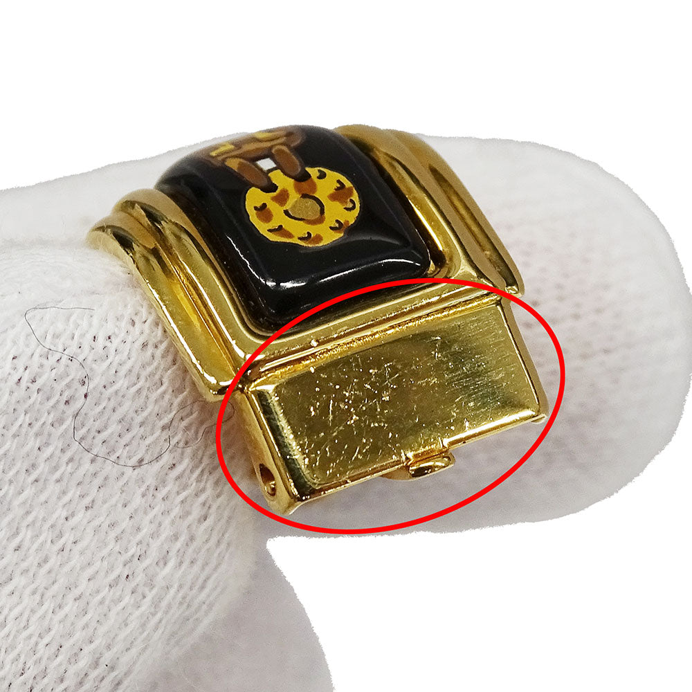 HERMES エルメス イヤリング エマイユ GP ブラック ゴールド レディース 【中古】