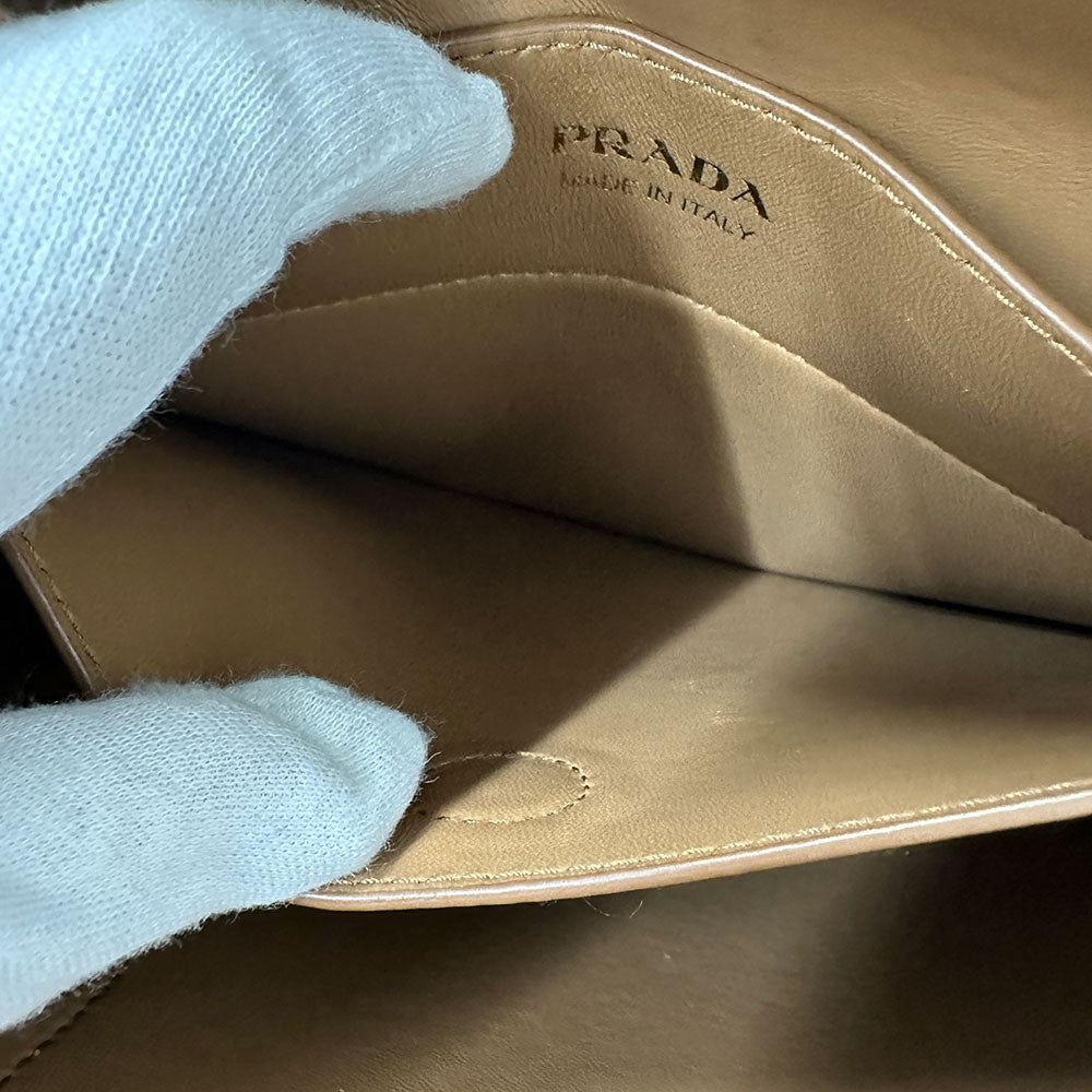 PRADA プラダ トートバッグ ブラウン 1BG887 レザー レディース 【中古】