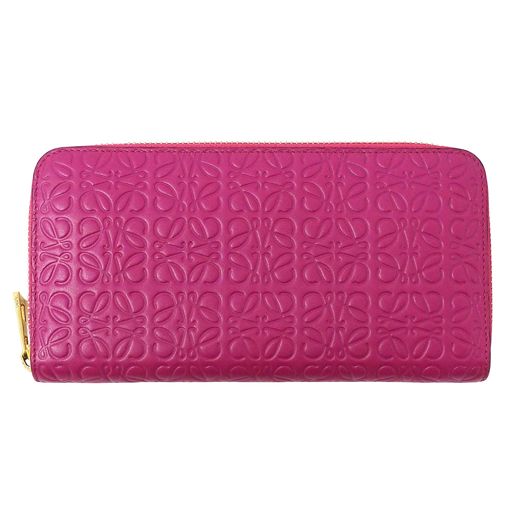 LOEWE ロエベ 長財布 リピート マゼンタ レザー レディース 【中古】