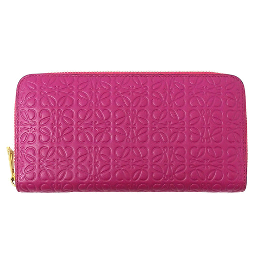 LOEWE ロエベ 長財布 リピート マゼンタ レザー レディース 【中古】