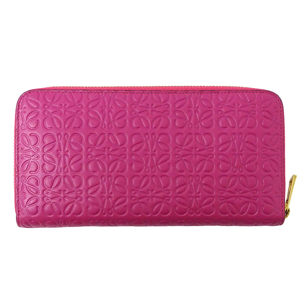 LOEWE ロエベ 長財布 リピート マゼンタ レザー レディース 【中古】