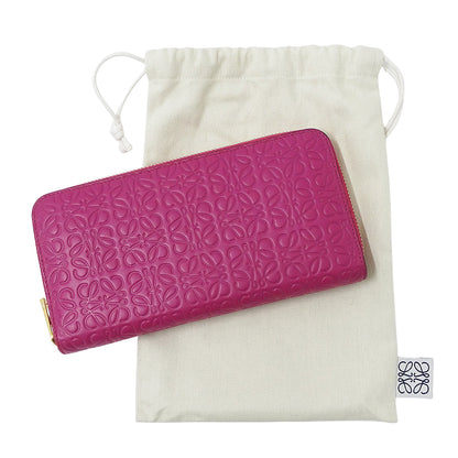 LOEWE ロエベ 長財布 リピート マゼンタ レザー レディース 【中古】
