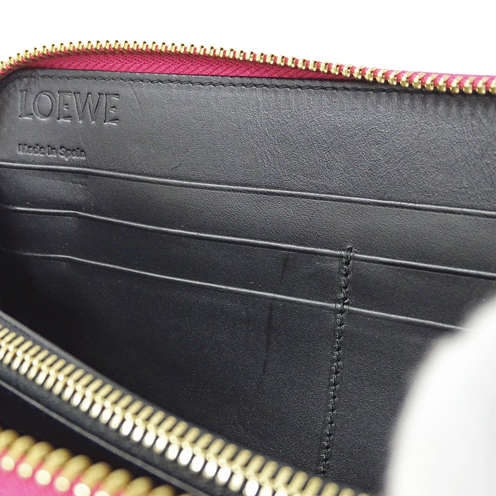 LOEWE ロエベ 長財布 リピート マゼンタ レザー レディース 【中古】