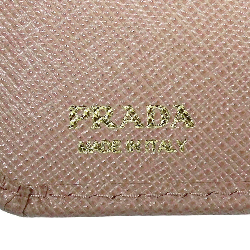 PRADA プラダ 二つ折り財布 ピンクベージュ 1ML018 レディース 【中古】