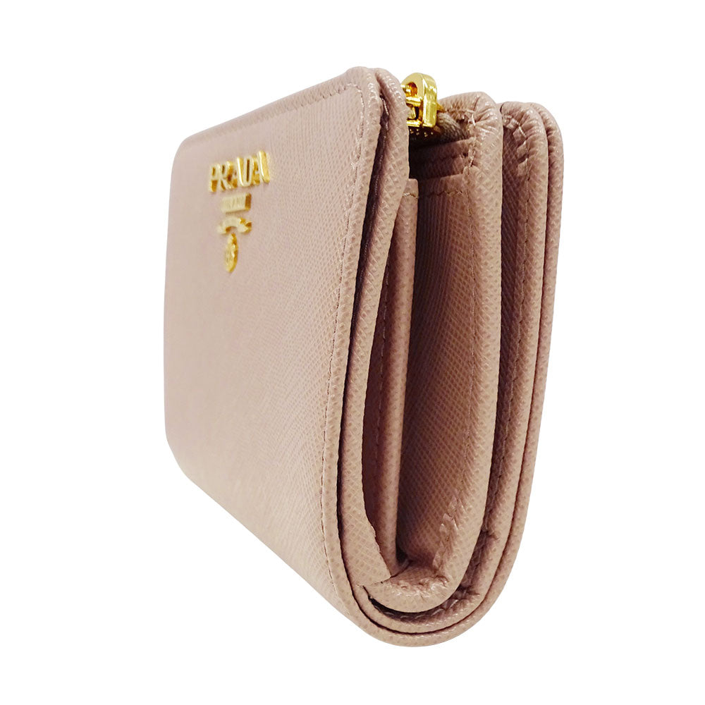PRADA プラダ 二つ折り財布 ピンクベージュ 1ML018 レディース 【中古】