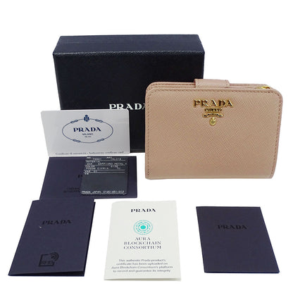 PRADA プラダ 二つ折り財布 ピンクベージュ 1ML018 レディース 【中古】