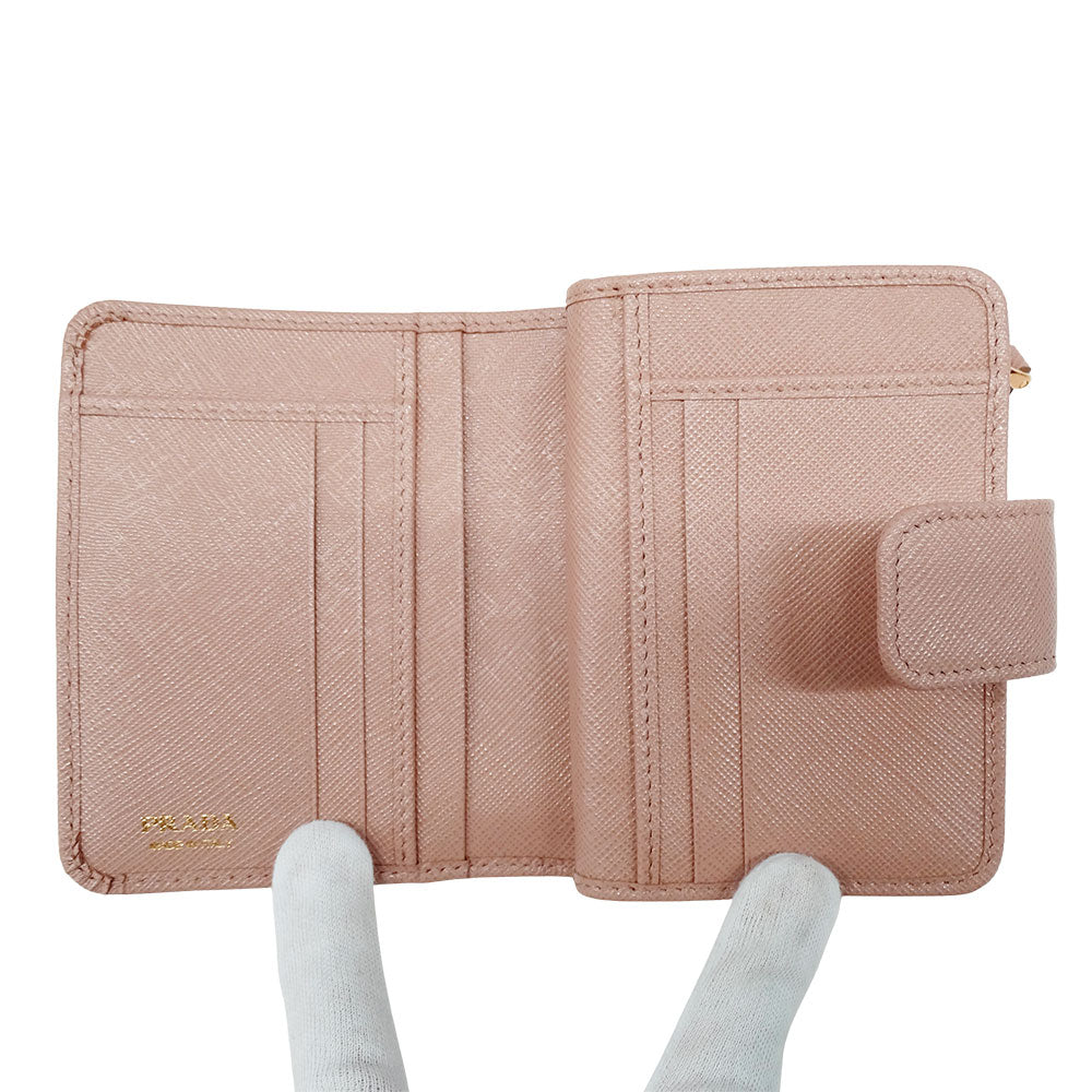 PRADA プラダ 二つ折り財布 ピンクベージュ 1ML018 レディース 【中古】