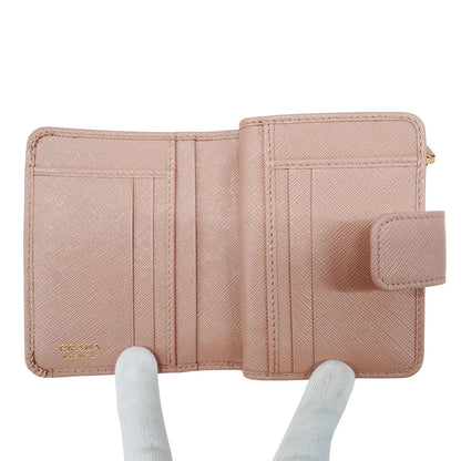 PRADA プラダ 二つ折り財布 ピンクベージュ 1ML018 レディース 【中古】