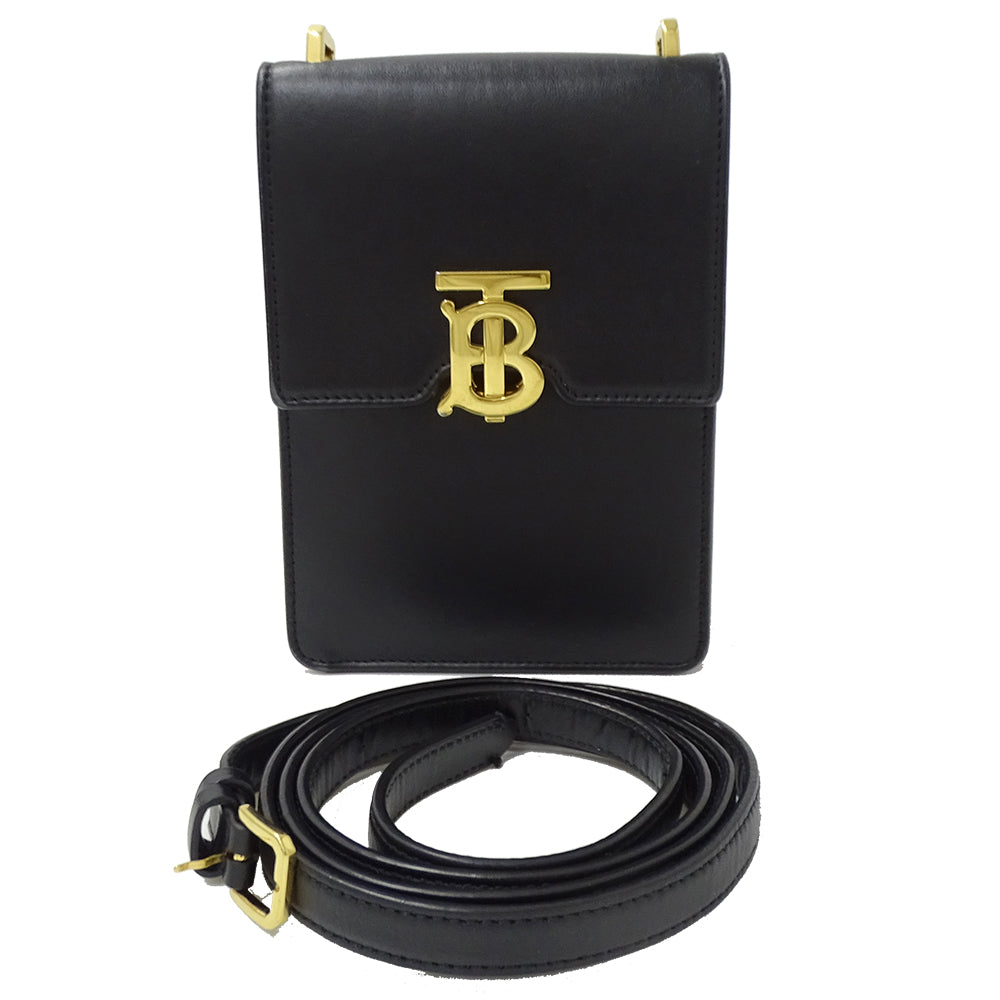 BURBERRY バーバリー ショルダーバッグ ブラック レザー レディース 【中古】